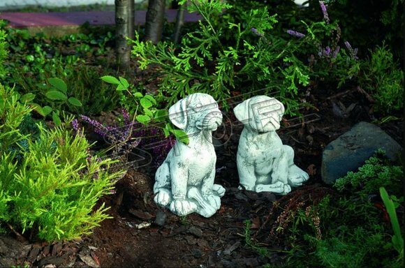 Garten Dekoration Hund Terrasse Stein Figuren Figur Deko Statue Skulptur