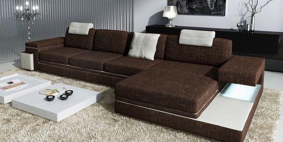 DESIGN LEDERSOFA SOFA COUCH POLSTER WOHNLANDSCHAFT ECK GARNITUR ECKE