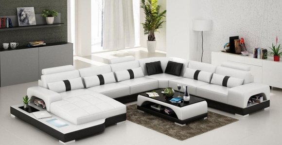 Ecksofa Polster Couch Sofa Wohnlandschaft Sitz Eck Garnitur Leder Textil Senden