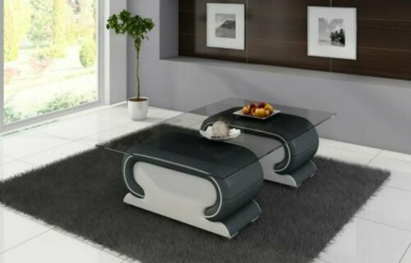 Modell Vigo Glastisch Tische Couch Sofa NEU Designer Ledertisch Couchtisch