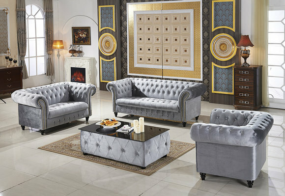 3+2+1 Sofagarnitur Samt Stoff Couchen Polster Garnitur Sofas Couch