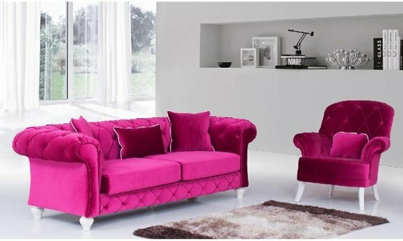 Sofa Couch 3+1 Sitzer Polster Couchen Sofas Textil Stoff Polster Chesterfield