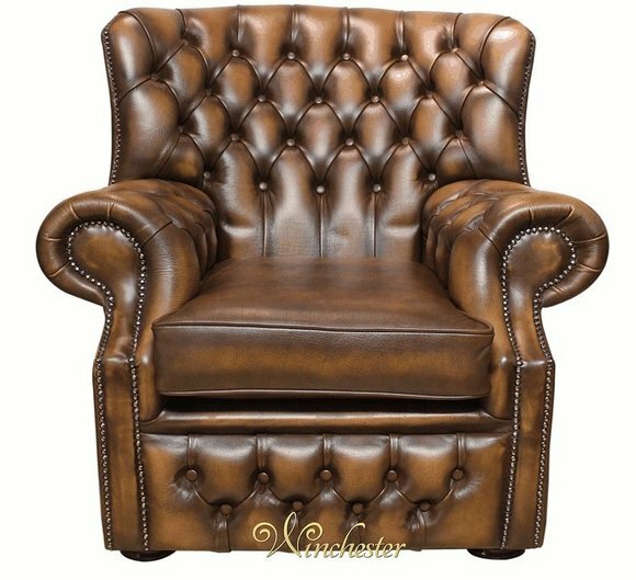 Chesterfield Samt Braun Ohrensessel 1 Sitzer Designer Leder Fernseh