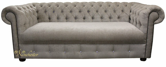 Design Hellgrau Sofa 3 Sitzer Chesterfield Stoff Couch Sofa Polster Sofas