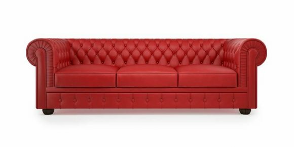 XXL Sofa 3 Sitzer Couch Chesterfield Polster Sitz Garnitur Leder Rot Textil