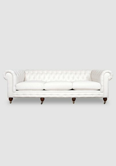 XXL Sofa 4 Sitzer Couch Chesterfield Polster Sitz Garnitur Leder Weiß Textil