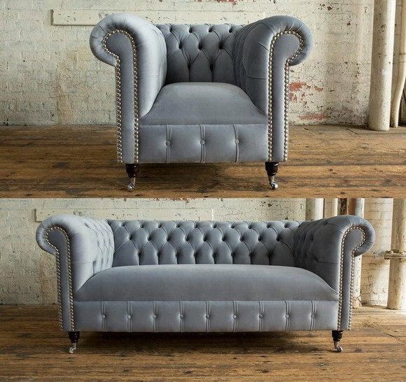 3+2+1 Sofagarnitur Chesterfield Polster Sofa Sofas Couchen Couch Leder