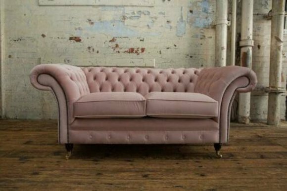 Cheserfield Samt Sofa 2 Sitzer Designer Couchen Couch Textil Stoff Polster