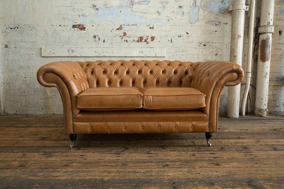 Luxus 2 Sitzer Couch Polster Sofa Textil Stoff Chesterfield Couchen Garnitur