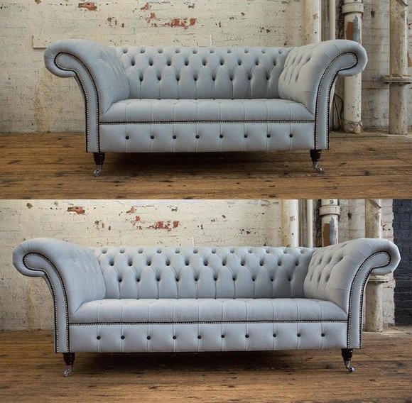 Designer New Polstersofas Luxusstoffe Chesterfield Sofa 3 Sitzer + Sofa