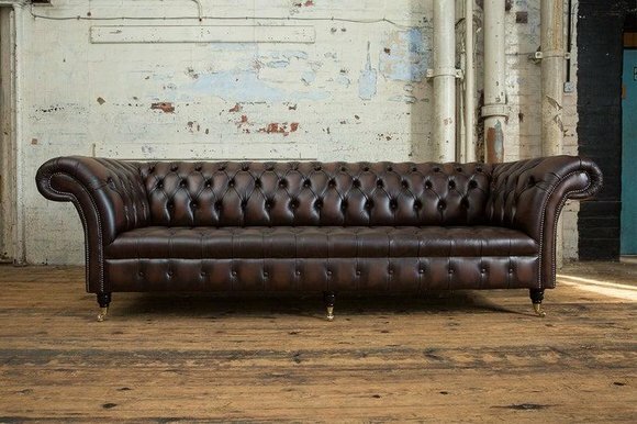 XXL Big Wohnzimmer Couch Chesterfield 4 Sitzer Leder Sofa Couchen