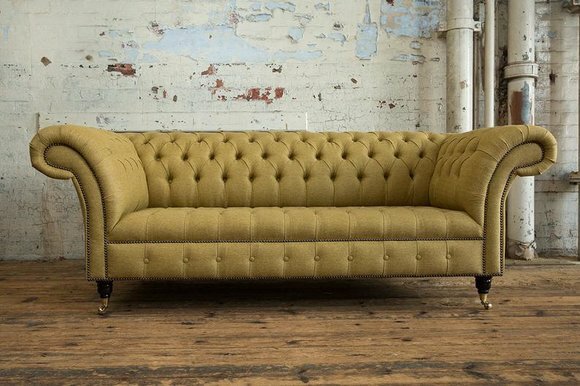 Gelbe Designer Sofa Couch Polster XXL 3 Sitzer Big Sofas Couchen Textil