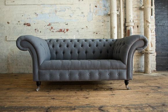 Graue Designer Sofa Couch Polster XXL 2 Sitzer Big Sofas Couchen Textil