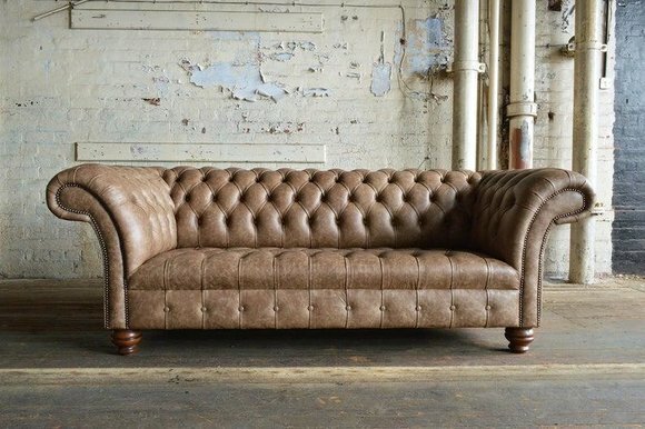 Braune Designer Sofa Couch Polster XXL 3 Sitzer Big Sofas Couchen Leder