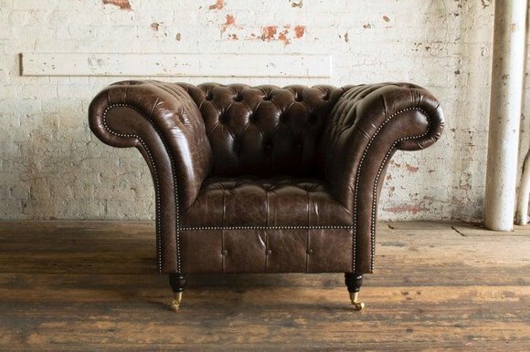 Chesterfield Design Sofa Sessel Couch Polster Luxus Textil Couchen 1 Sitzer #212