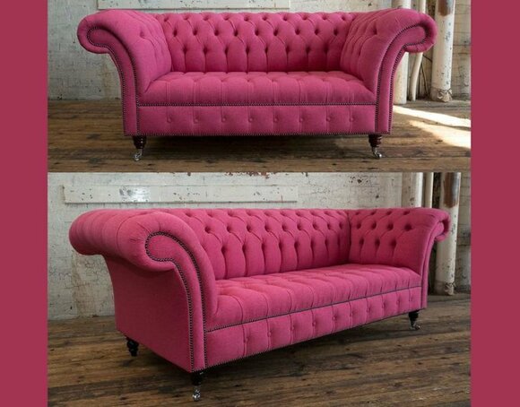 3+2 Sofagarnitur Chesterfield Textil Stoff Sofa Couchen Polster Set Garnituren