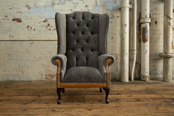 Chesterfield Big Textil Design Wohnzimmer Couch Sofa Polster 3 Sitz Leder #203