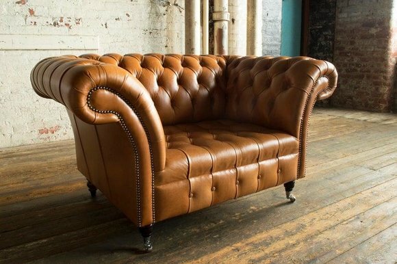 Sessel 1 Sitzer Chesterfield Kunstleder Polster Sofas Design Luxus Couch