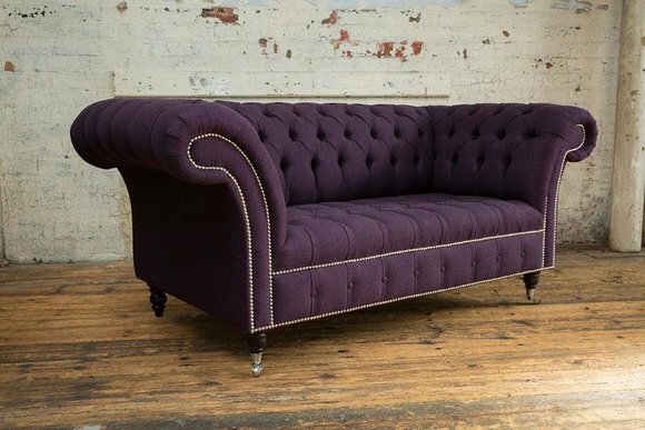 Chesterfield 2 Sitzer Couch Polster Sofa Designer Couchen Sitz Leder Textil