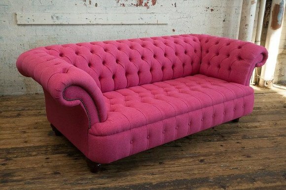 Chesterfield Big Textil Design Wohnzimmer Couch Sofa Polster 3 Sitz Leder #147