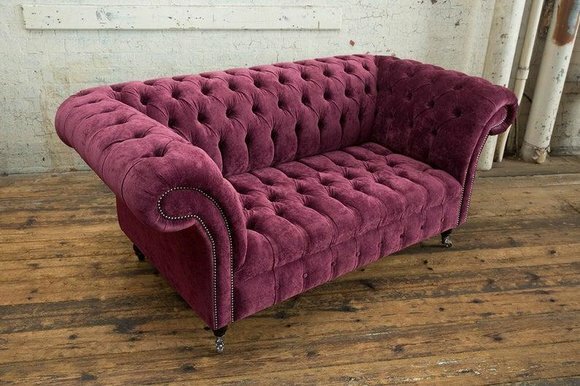 Chesterfield Big Textil Design Wohnzimmer Couch Sofa Polster 2 Sitz Leder #143