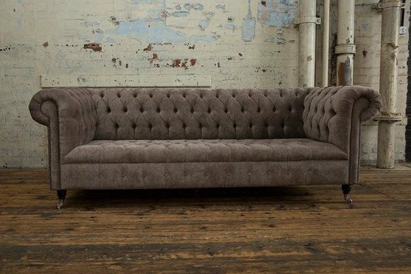 Chesterfield Big Textil Design Wohnzimmer Couch Sofa Polster 4 Sitz Leder