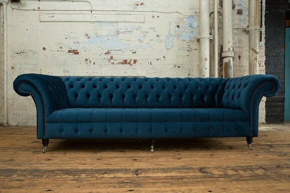 Chesterfield Big Textil Design Wohnzimmer Couch Sofa Polster 4 Sitz Leder