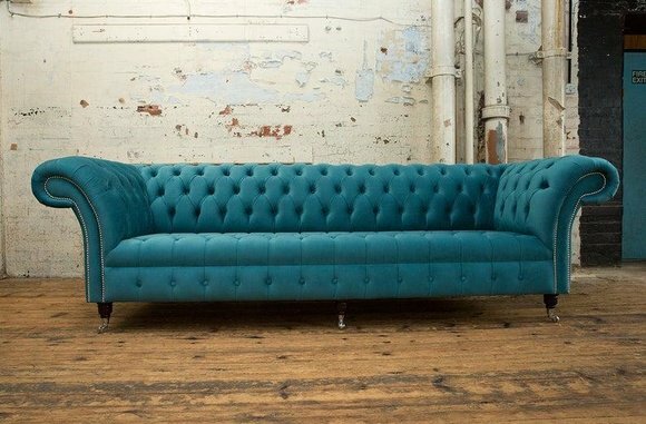 Chesterfield Big Textil Design Wohnzimmer Couch Sofa Polster 4 Sitz Leder