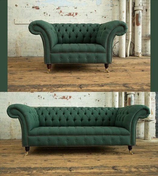 Chesterfield Sofagarnitur 3+1 Sitzer Couch Polster Sitz Garnituren Lehn Sofa