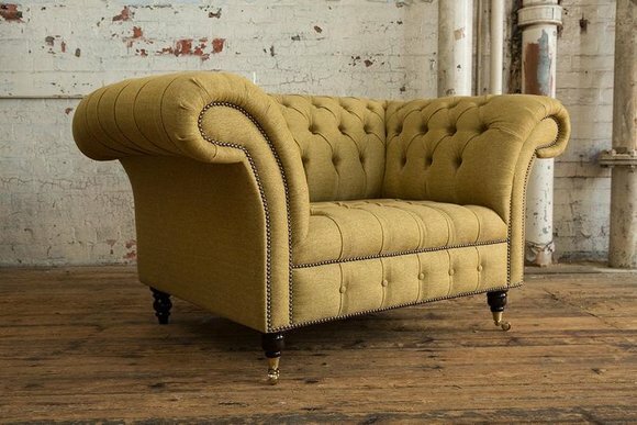 Chesterfield Design Sofa Sessel Couch Polster Luxus Textil Couchen 1 Sitzer #100