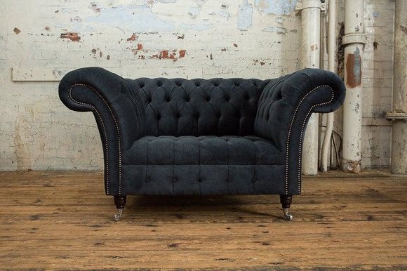 Chesterfield Sessel Fernseh Couch 1 Sitzer Sofa Textil Stoff Couchen Polster #3