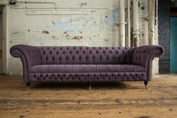 Chesterfield Luxus Textil Sofa 4 Sitzer Sofa Polster Sofas Design Stoffsofas