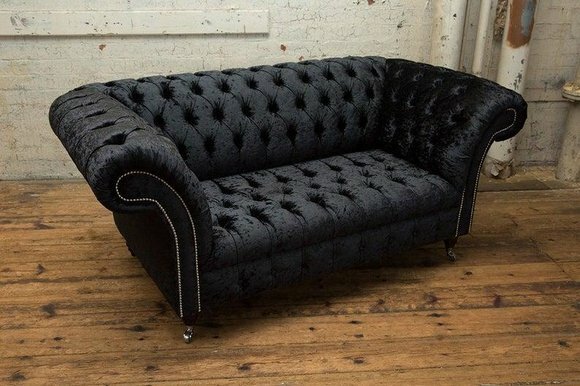 Chesterfield Sofa Fernseh Couch 2 Sitzer Luxus Textil Stoff Couchen Polster