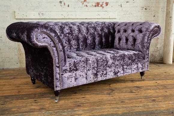 Chesterfield Textil Sofa 2 Sitzer Polster Sofas Design Luxus Couch Stoffsofas