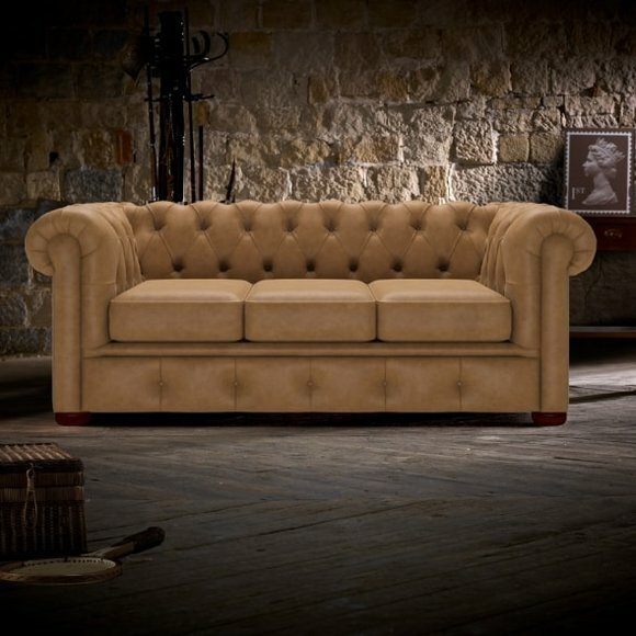 Chesterfield 3 Sitzer Polster Couch Antik Stil Leder Stoff Sofa Couchen Textil