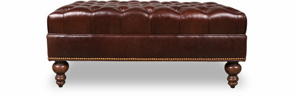 Designer Braun Hocker Leder Textil Luxuspolster Chesterfield Fußhocker