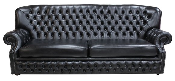 Hohe Rückenlehne Chesterfield Leder Sofa Couch Polster Sitz Garnitur