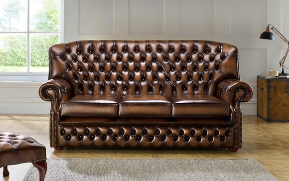Klassische Leder Sofa Couch Polster 3 Sitzer Leder Sofas Couchen Braune