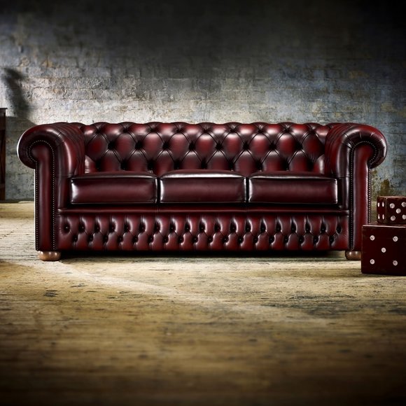 Sofa 3 Sitzer Bordaux Ledersofa Couchen Couch Chesterfield Garnitur Leder