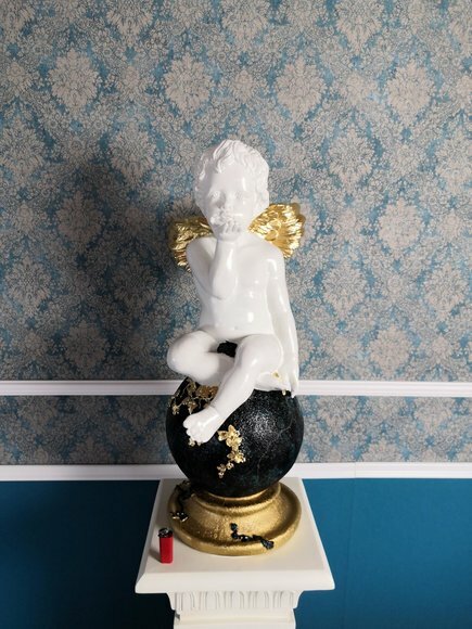 Engel Globus Figur Skulptur Skulpturen Design XXL Deko Dekoration 75cm