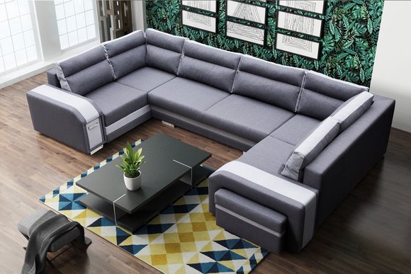 XXL Wohnlandschaft Ecksofa Sofa Couch Polster Garnitur Ecke Designer