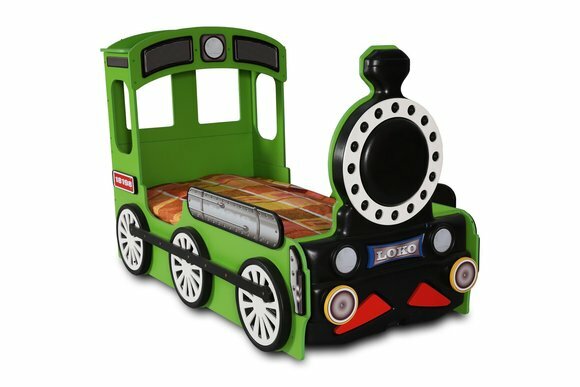 Kinderzimmer Bett Kinderbett Lokomotive Eisenbahn Kind Betten Grün