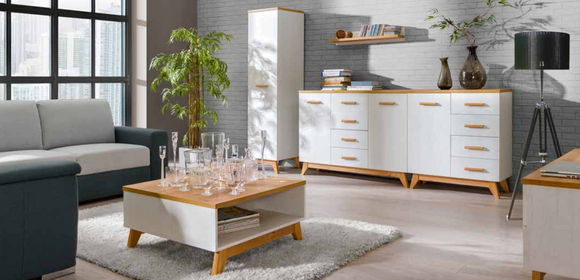 5 tlg. Wohnzimmer Set Beistelltisch TV Kommode Tisch Kommoden Wand