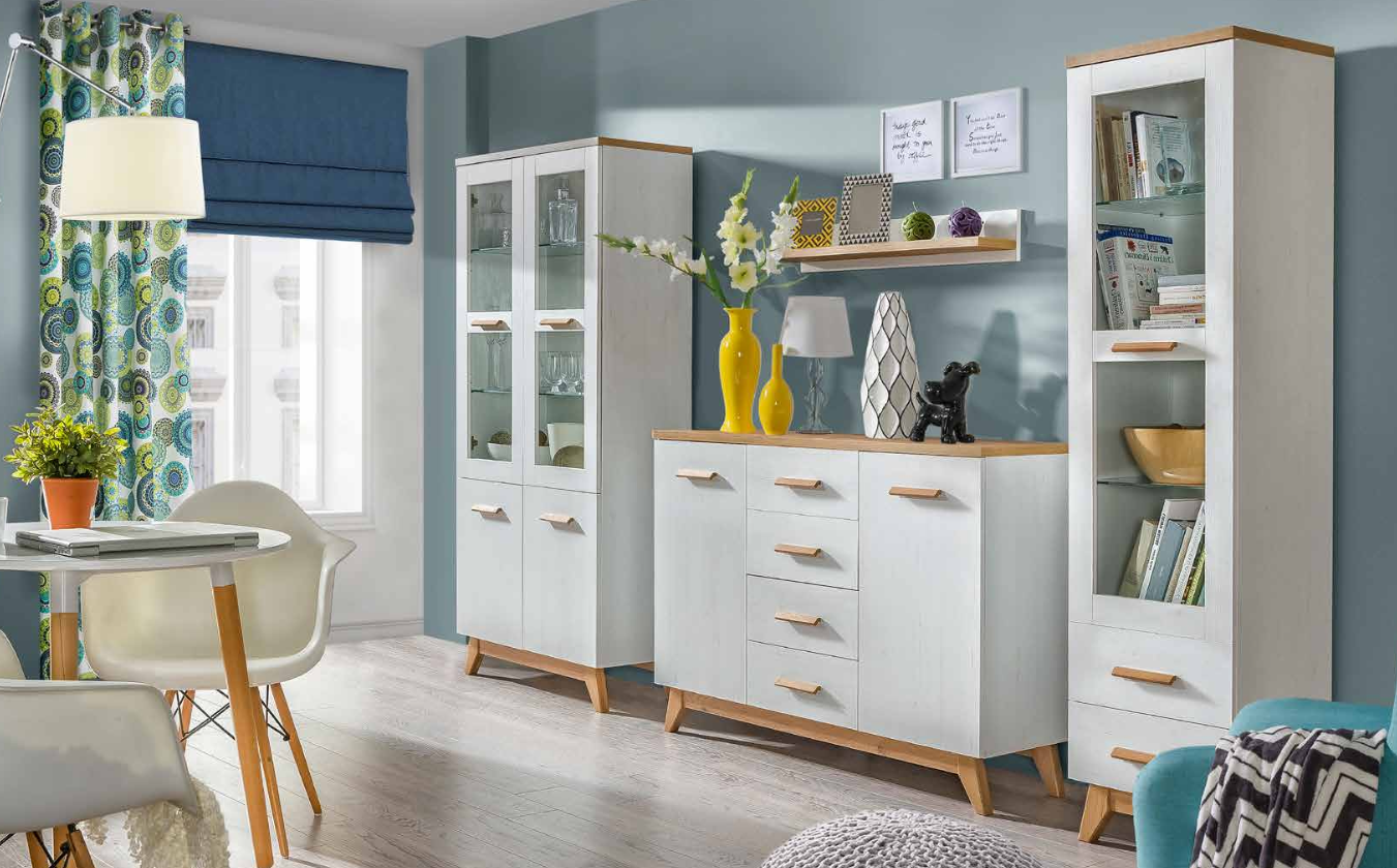Wohnwand Wohnzimmer Set Vitrine Kommode Wandregal Vitrinen Wohnwände