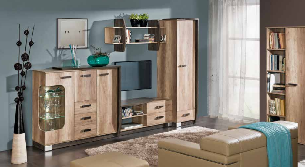 Wohnwand Wohnwände Set Kommode Schrank TV Ständer Regal Wohnzimmer