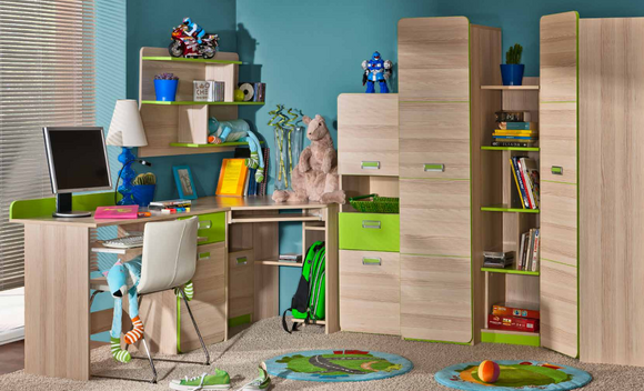 Komplett Jugendzimmer Kinderzimmer Set Bett Kleiderschrank Kommode