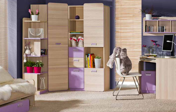 Komplett Jugendzimmer Kinderzimmer Set Bett Kleiderschrank Kommode