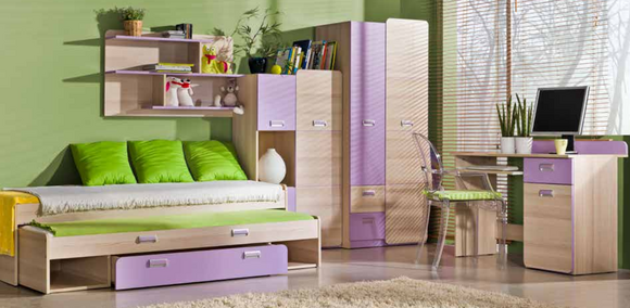 Komplett Jugendzimmer Kinderzimmer Set Bett Kleiderschrank Kommode