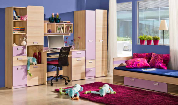 Jugendzimmer Kinder Schlaf Zimmer Bett Schrank Tisch Kommode Set