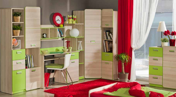 Komplett Jugendzimmer Kinderzimmer Set Kleiderschrank Kommode